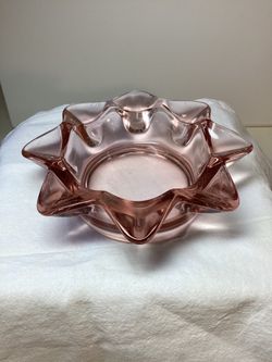 Vintage Mid Century Pink Glass Ashtray