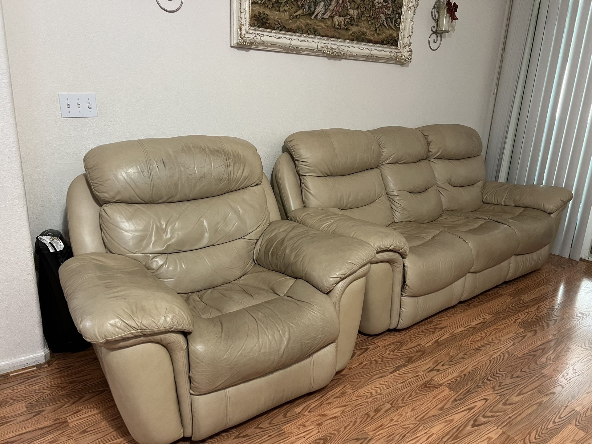 Tan Couch Recliners 3 Piece Set