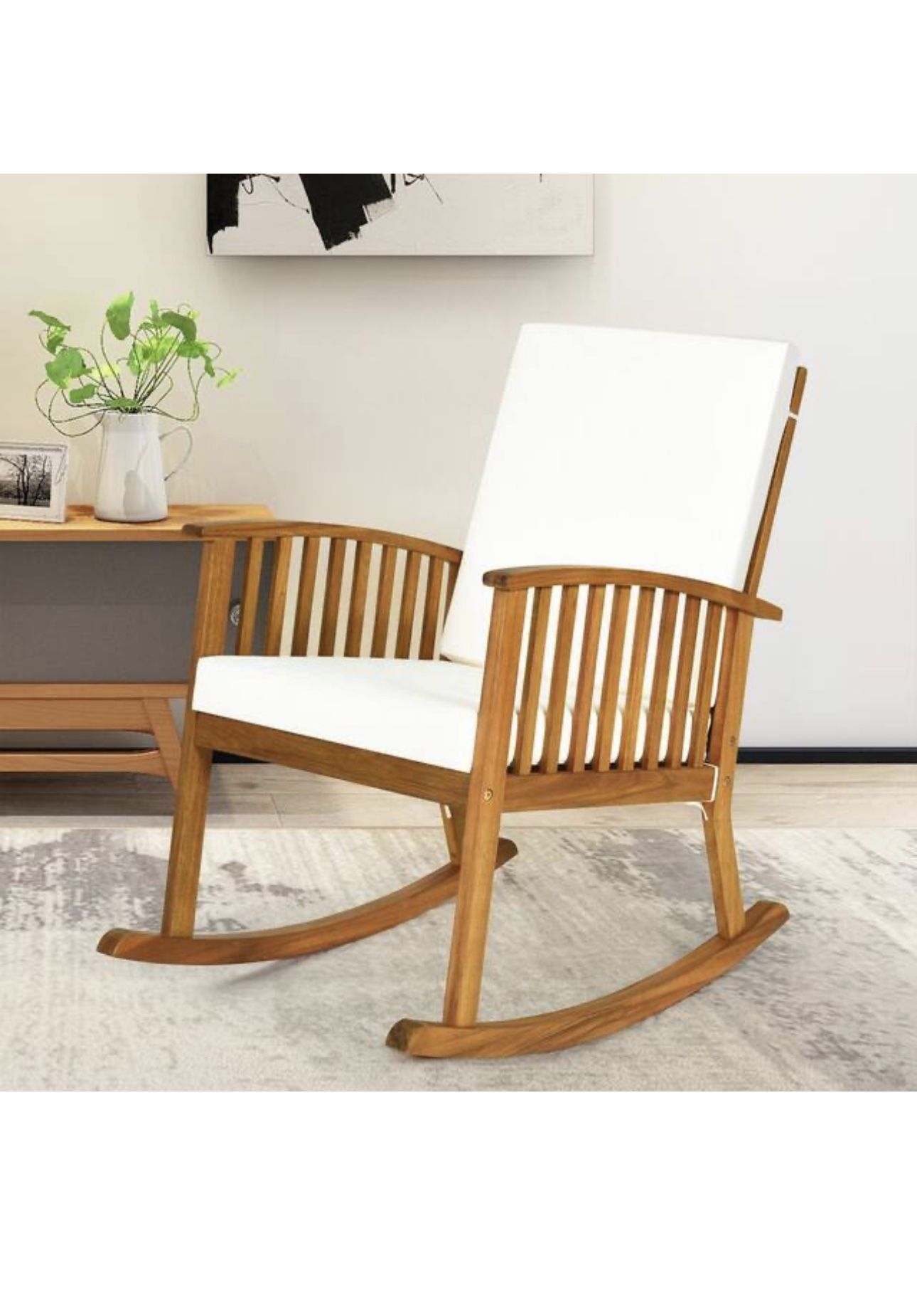All New Teak Acacia Wood Rocking Chair