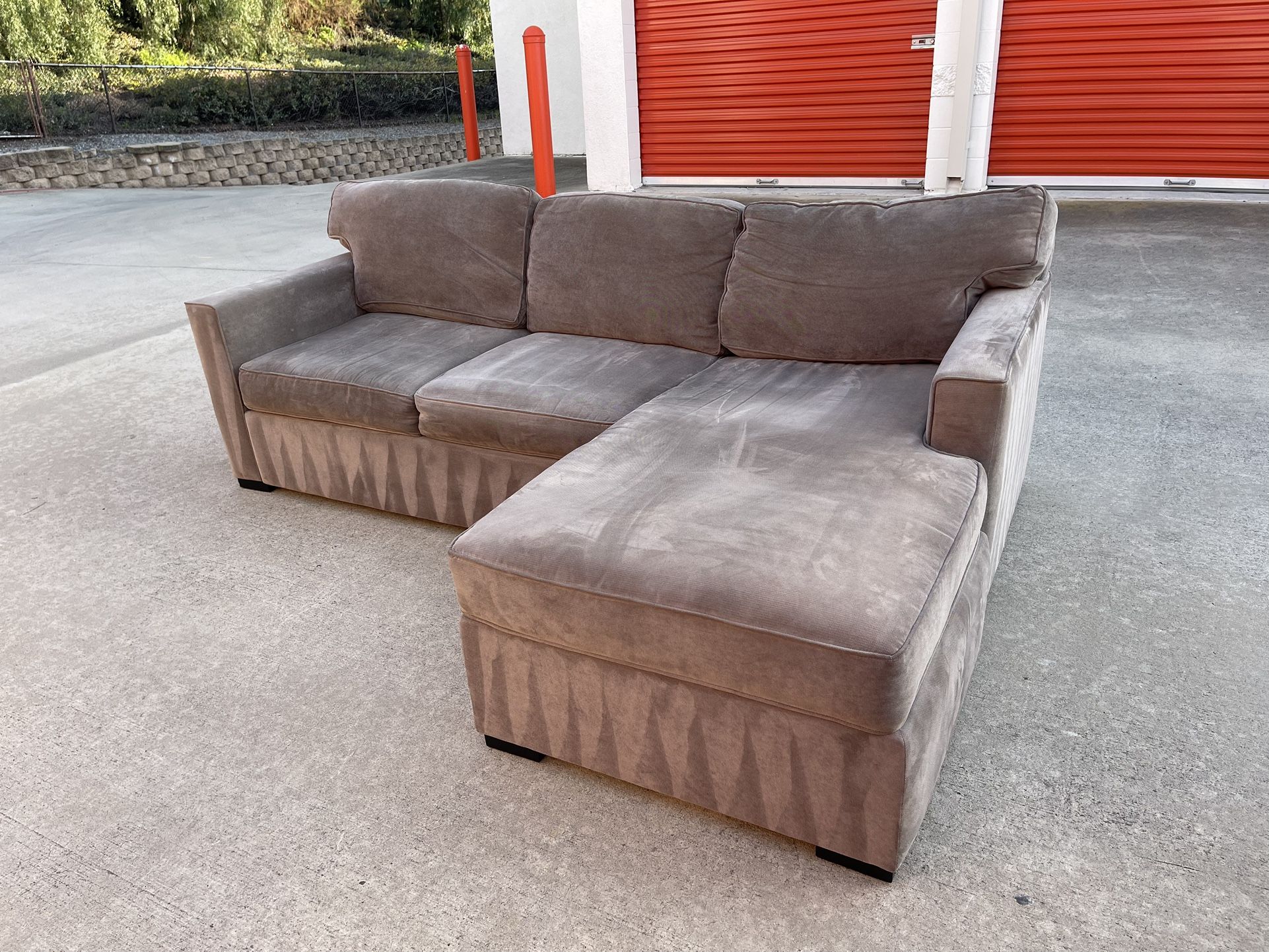 Gray Sectional Couch Pull Out Bed Right Side Chaise Living Spaces 