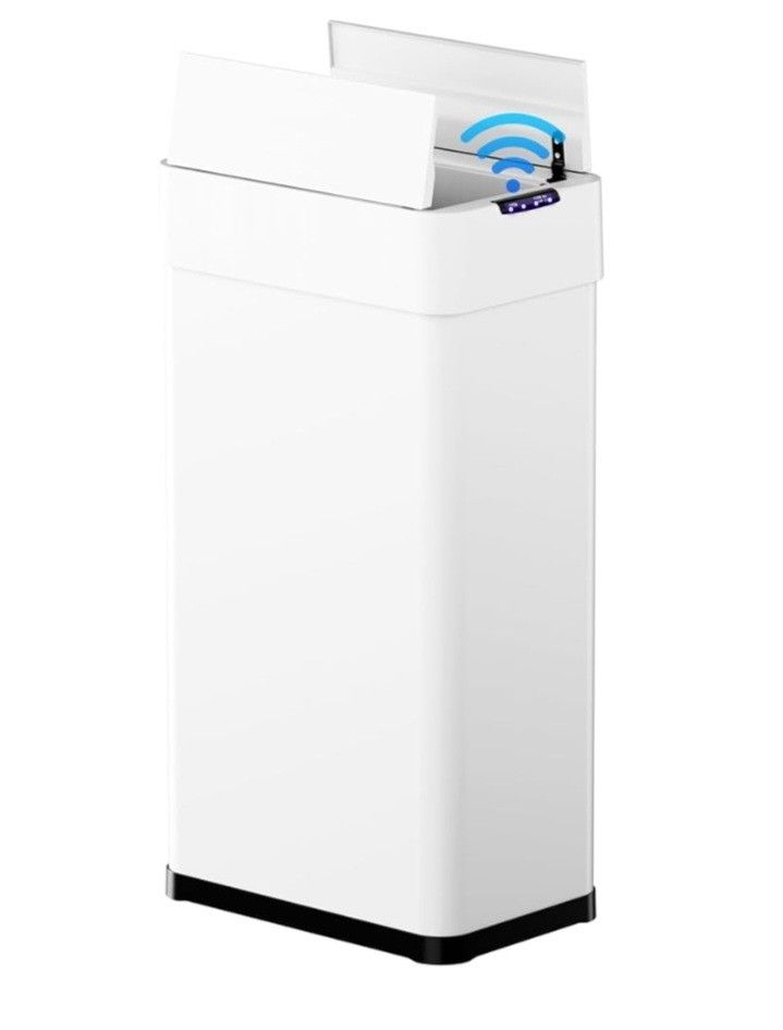 18.5 Gallon Automatic Trash Can, Stainless Steel Motion Sensor Garbage bin, Smart Trash Can W/Butterfly Lid, Bag Retainer