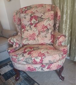 Antique Vintage Wing Chair French Provincial Style