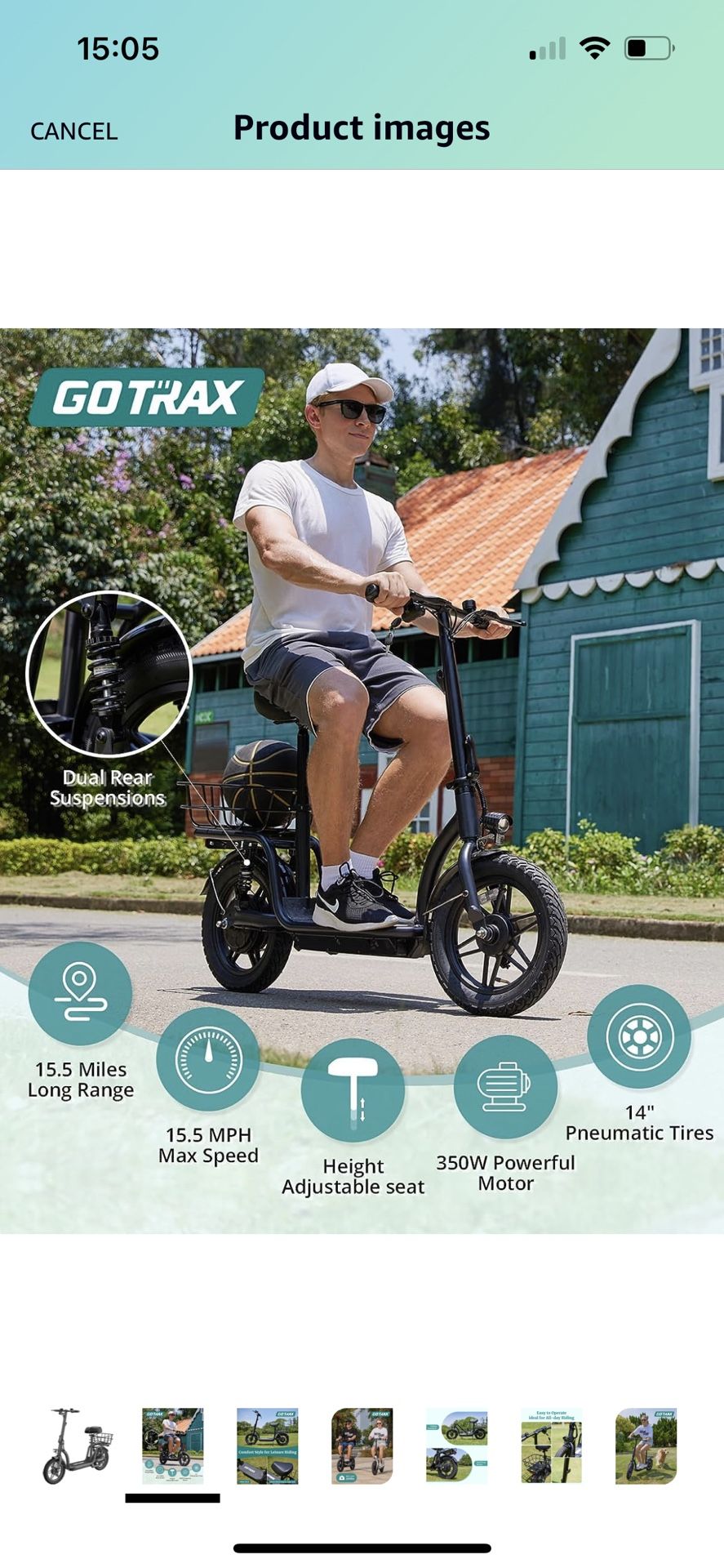 Gotrax Astro Electric Scooter with Seat for Adult Commuter,15.5 Miles Range&15.5Mph Power by 350W Motor, Folding Scooter with 14" Pneumatic Tire