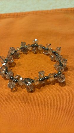 Silvertone Stretch Beaded Bracelet