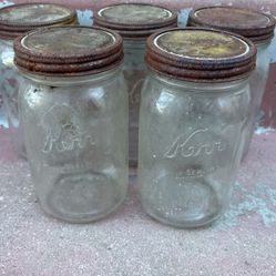 Vintage Farmhouse 5 Kern Glass Jars With Original Lids 
