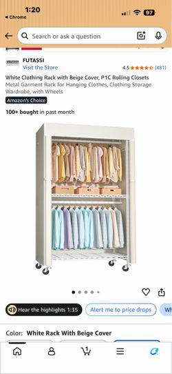 FUTASSI Rolling Clothing Rack with Cover easy assembly