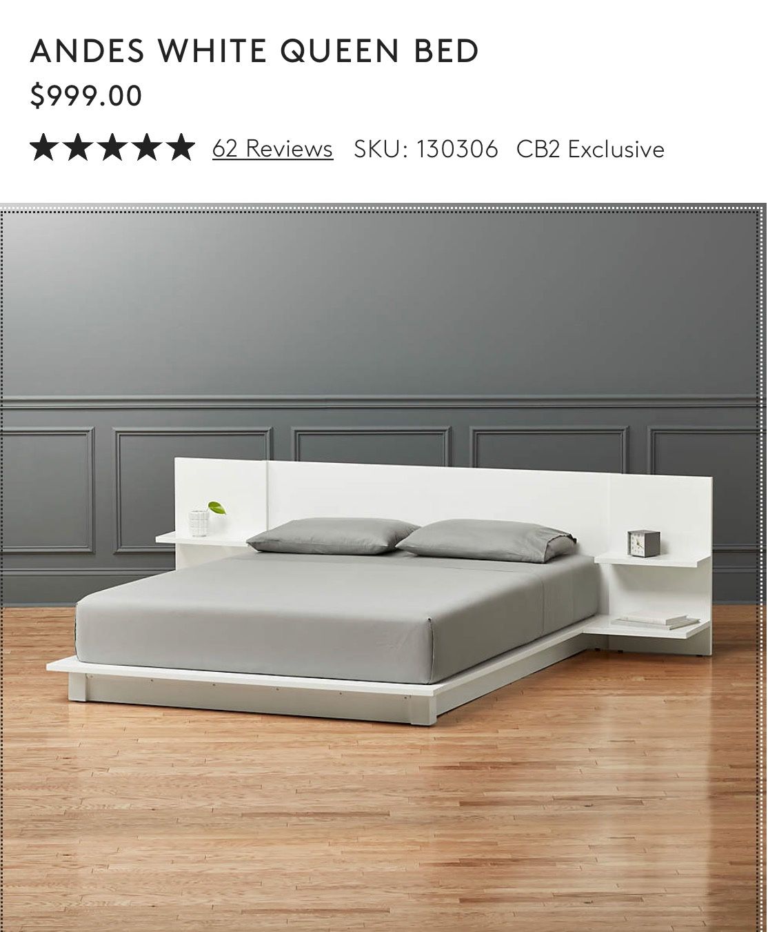 CB2 Andes Queen Bed Frame (Used)