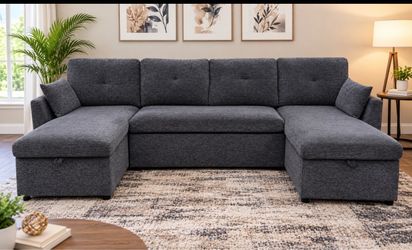Dark gray U-shaped sectional sofa with double storage bed function can be delivered throughout the Tampa area Presio 200