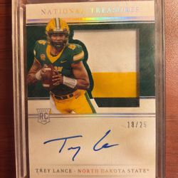 Trey Lance RC National Treasures Mint card Jersey/Autograph 