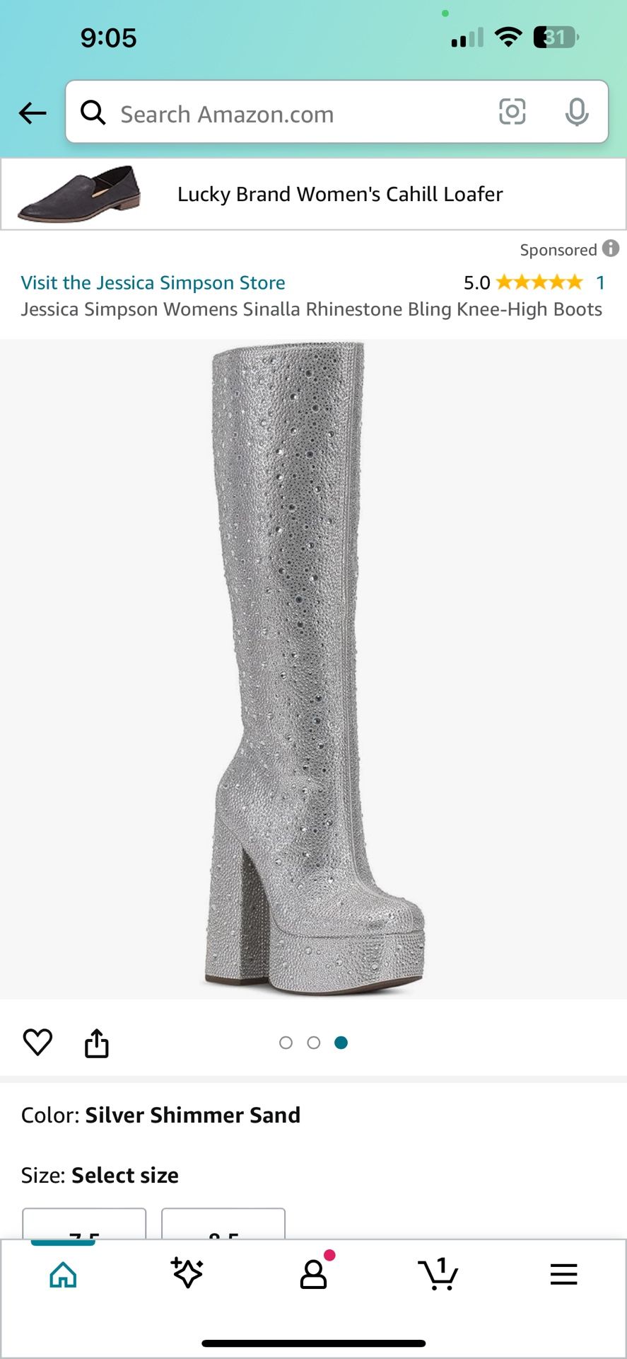 Jessica Simpson Womens Sinalla Rhinestone Bling Knee-High Boots