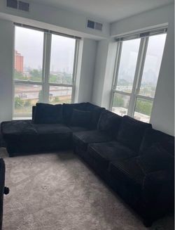 Black Corduroy Corner Sectional Sofa
