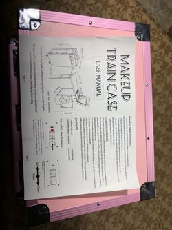 Pink professional makeup train case. Rolling cosmetic case LED lights and speakers￼