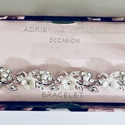 Beautiful Faux Diamonds and Pearls Bracelet Adrianne Vittadine. New In It’s Box.