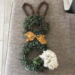 Easter Bunny Wreath with Floral Accents