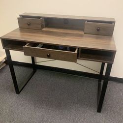 New In Box 42x22x37 Inch Tall Desk Office Computer Accent Table With Drawer Brown Color Home Furniture 