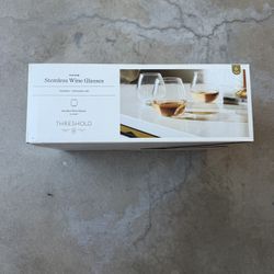 Set of 6 Stemless Wine Glasses – Threshold Hutton – Never Used, Stackable