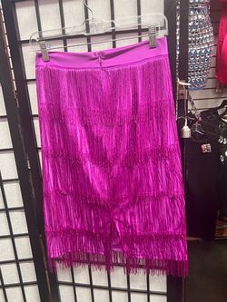 Magenta Tiered Fringe Midi Skirt