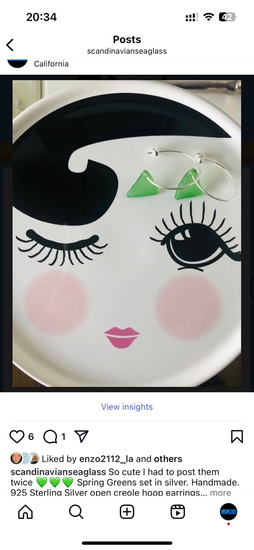 Green Sea Glass Sterling Silver Hoop Earrings