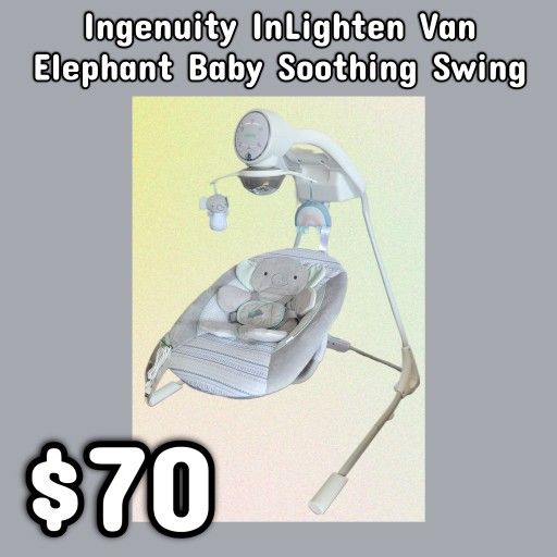 NEW Ingenuity InLighten Van Elephant Baby Soothing Swing: njft