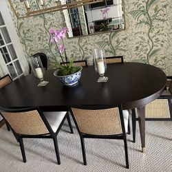 Set Of 6 Pottery Barn Cane Dining Chairs Excellent Condition