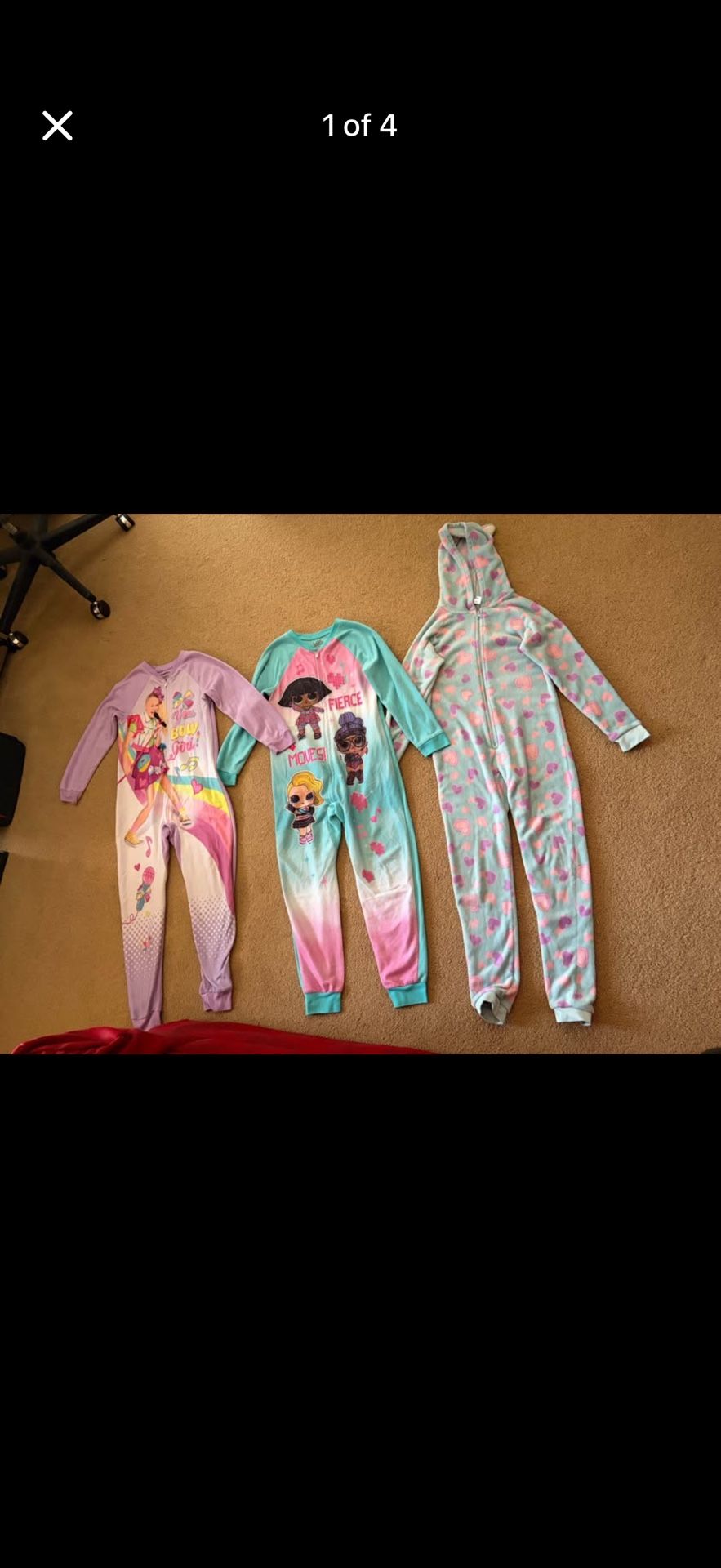 3 Girls Sleep Onesies Size 10/12