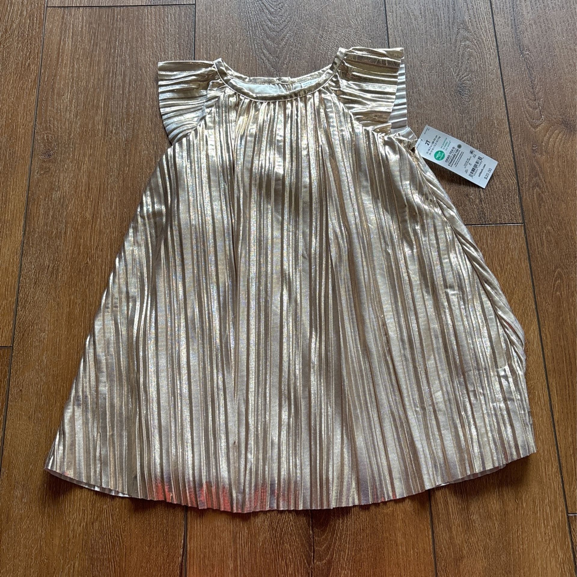 New Gold Toddler Girl Oshkosh Gold Dress 2t