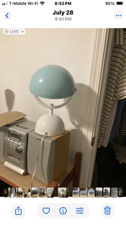 Modern Globe Lamp With Turquoise Glass Shade 