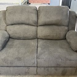 2pc Grey Living Room Set Fabric 