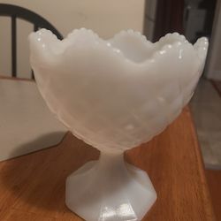 Napco Vintage White Milk Glass Compote Pedestal Vase