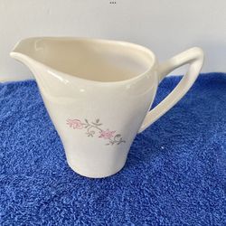 Pre-1960s Porcelain Creamer / Small Pitcher Pink Flower 4” Tall USA Made