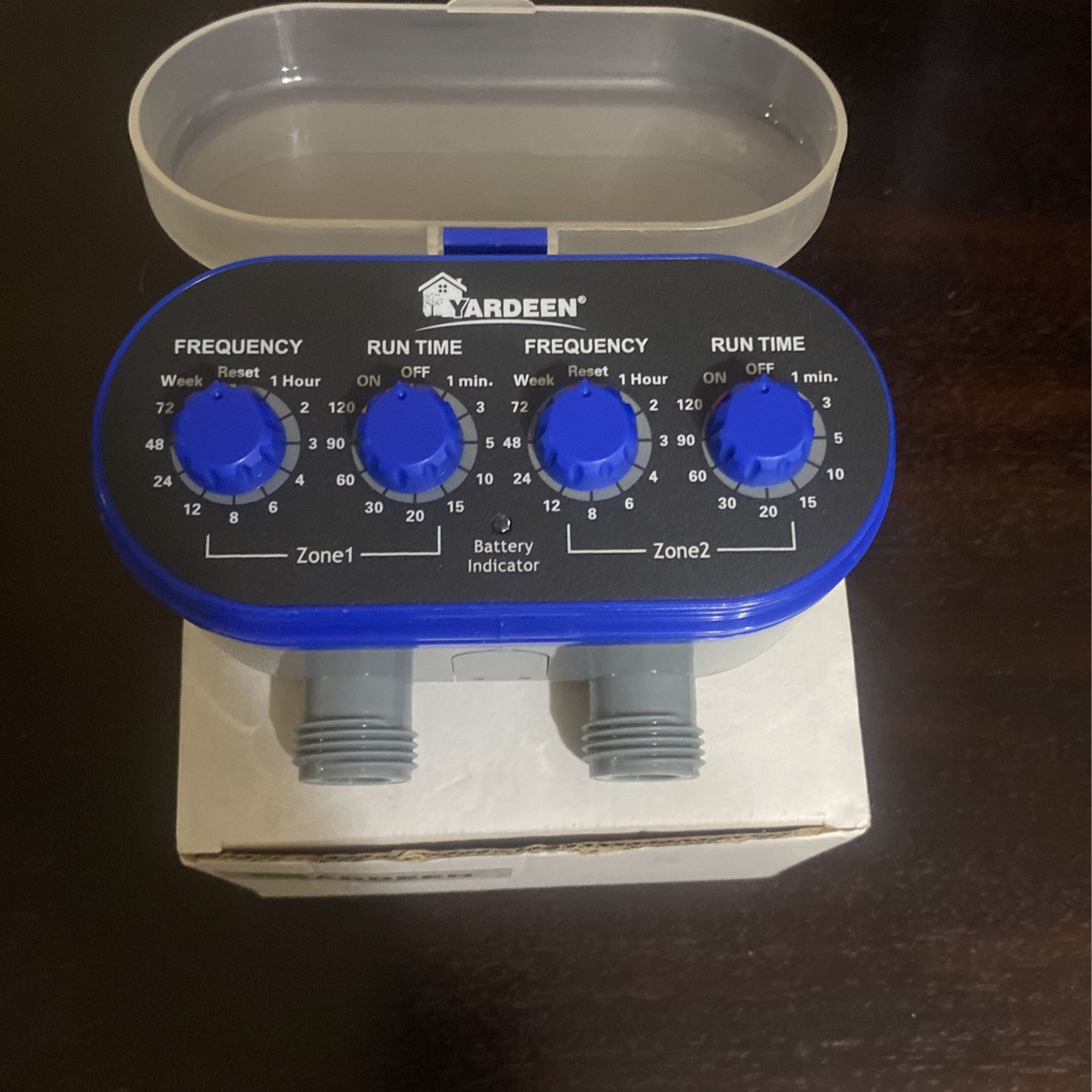 Yardeen Garden Hose Sprinkler System. Dual Outlet Valve. Brand New In Box. Never Used