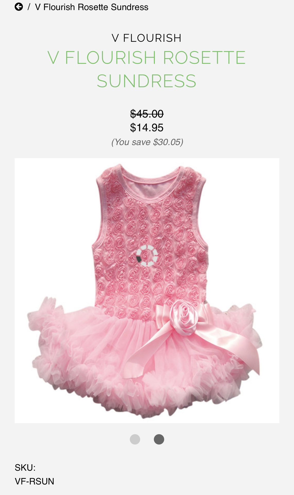 V FLOURISH ROSETTE SUNDRESS PINK 1-2years