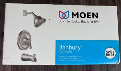 NEW Moen Banbury Brushed Nickel Tub & Shower Faucet Kit w/ Valve (82910SRN)