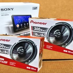 Sony Single Din 9" Touchscreen Stereo USB Apple Carplay Android Auto Pioneer 2-Sets Car Speakers 6.5" Coaxial Speaker 600 Watts System 🚨 No Credit Ne