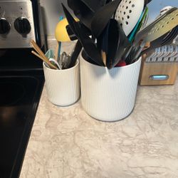 Ceramic Kitchen Utensil Holder Set (2-Piece) – Stylish & Functional