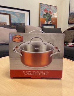 Parini 3.5 Qt Stainless Steel Casserole Pan With Glass Lid. - New