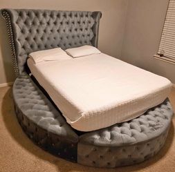 Gray velvet Queen size bedframe