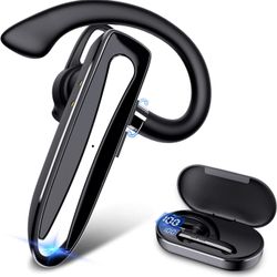 Bluetooth Headset V5.1 Bluetooth Earpiece for Cell Phones with Charging Case Hands-Free Single Ear Headset with CVC8.0 Noise Canceling Mic for Office/