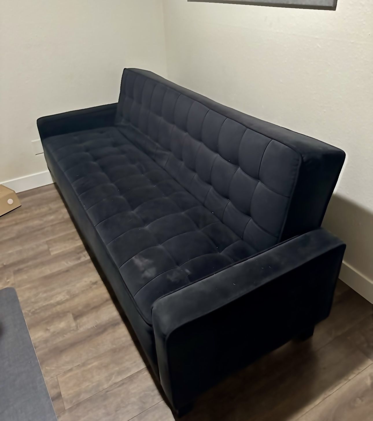 Black  Velvet Futon Couch 