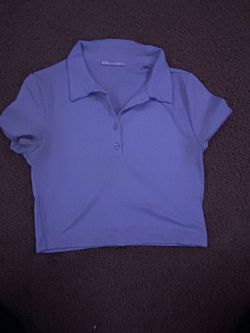 Purple Timing Ribbed Polo Top - M