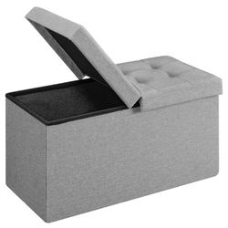 SONGMICS 15x30x15” Storage Ottoman (Gray)