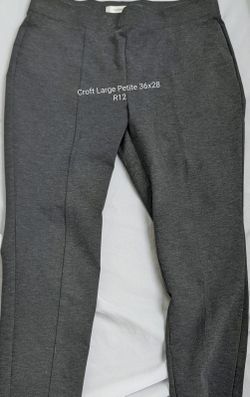 New Womens Croft & Barrow Large Petite Stretch Quality Gray Pullup Pants. 36x28, Rise 12 Polyester 75%, Rayon 20%, Spandex 5% smooth, flat front and a