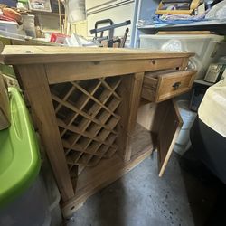 Natural Wood Wine Cabinet & Rack