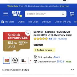 SanDisk - Extreme PLUS 512GB microSDXC UHS-I Memory Card