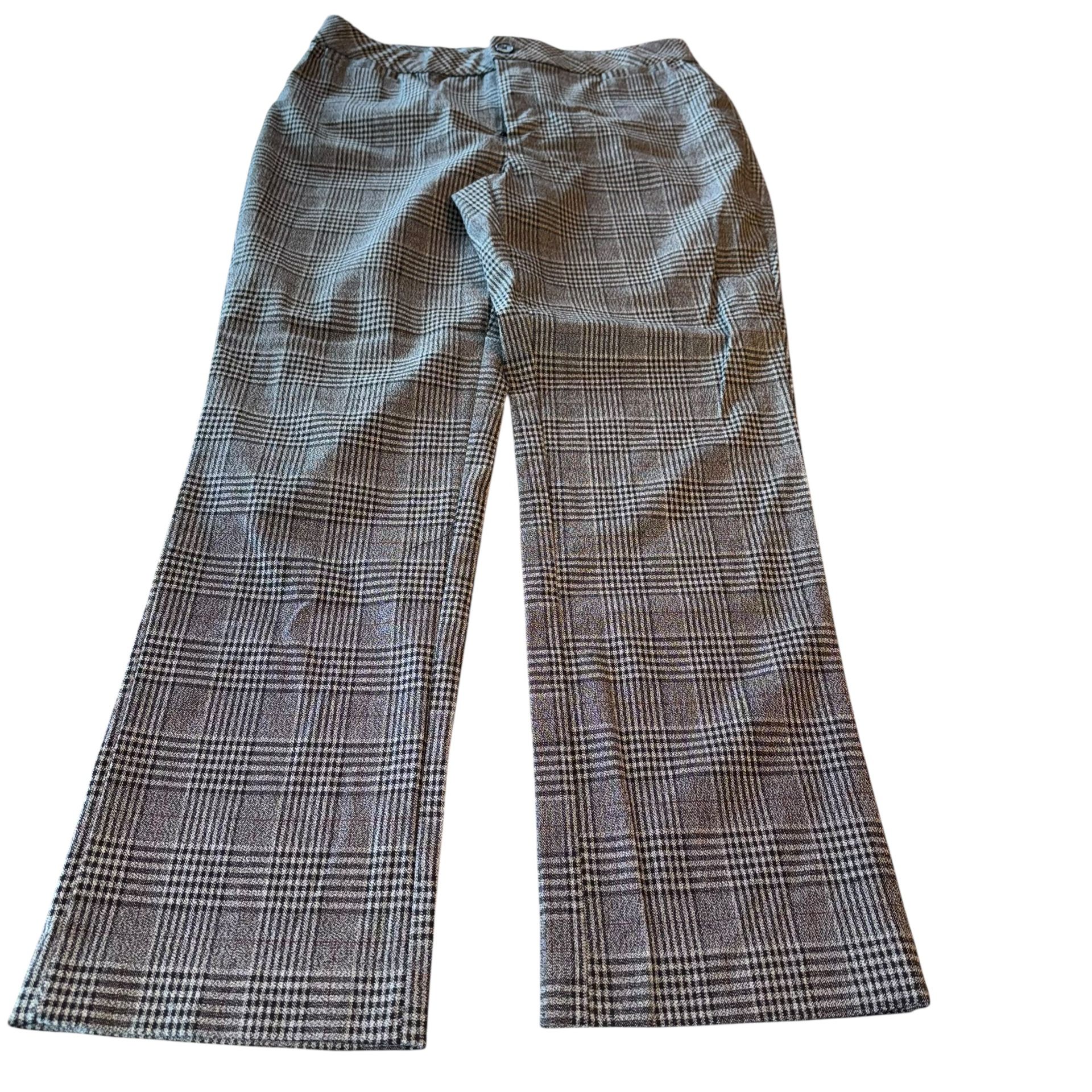 Christopher & Banks Womens Sz 10 Grey Black Plaid Trouser Pants Business Casual  Excellent pre owned condition  Waist 32” Rise 10” Inseam 29” 