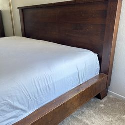 Pottery Barn Cal King Sumatra Bed Frame Solid Wood plus mattress 