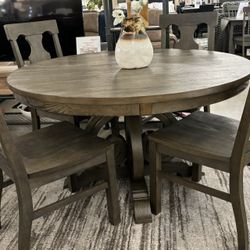 Solid Wood Dining Table With 4 Chairs 