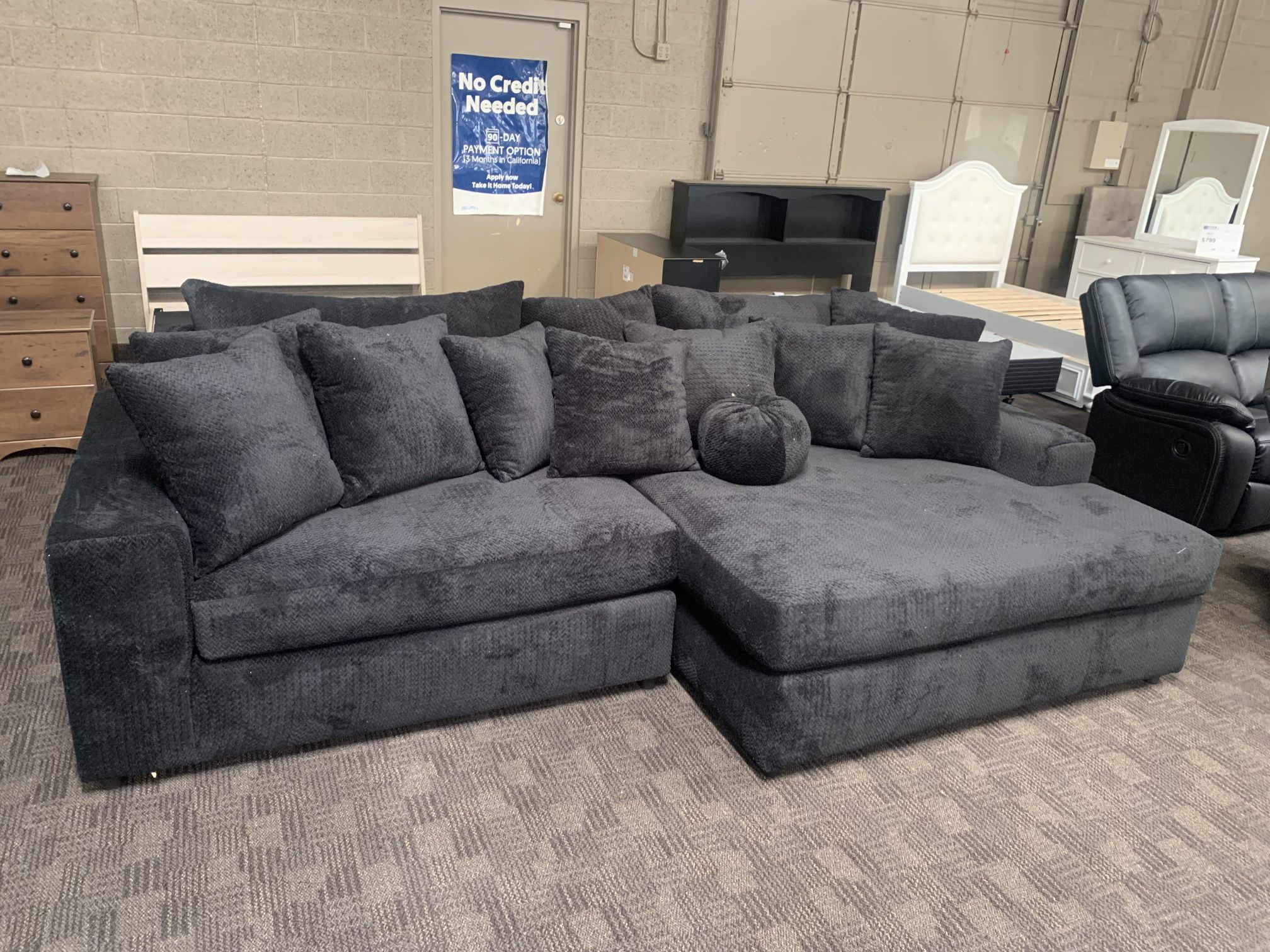 Big Soft Black Sectional Couch