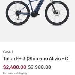 Giant Talon E3+ 29" Electric Mountain Bike (2022) With Charger -Excellent Condition!
