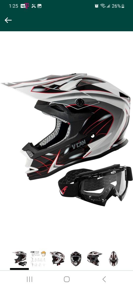 VCAN VX38 Adults ATV Motorcross Offroad Dirt Bike Motorcycle Downhill Helmet with Goggle DOT Approved

New Xl